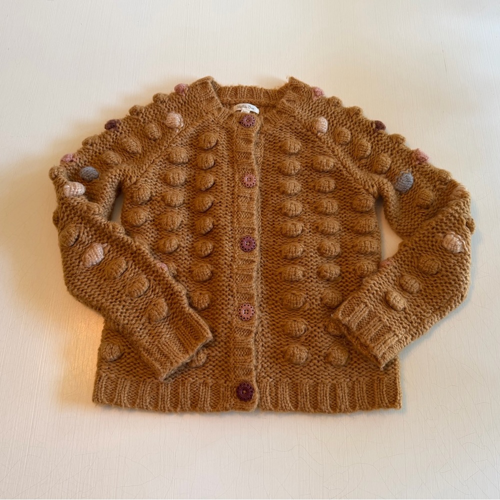 Matilda Jane Camel Brown Popcorn Bobble Cardigan with Multicolor Buttons